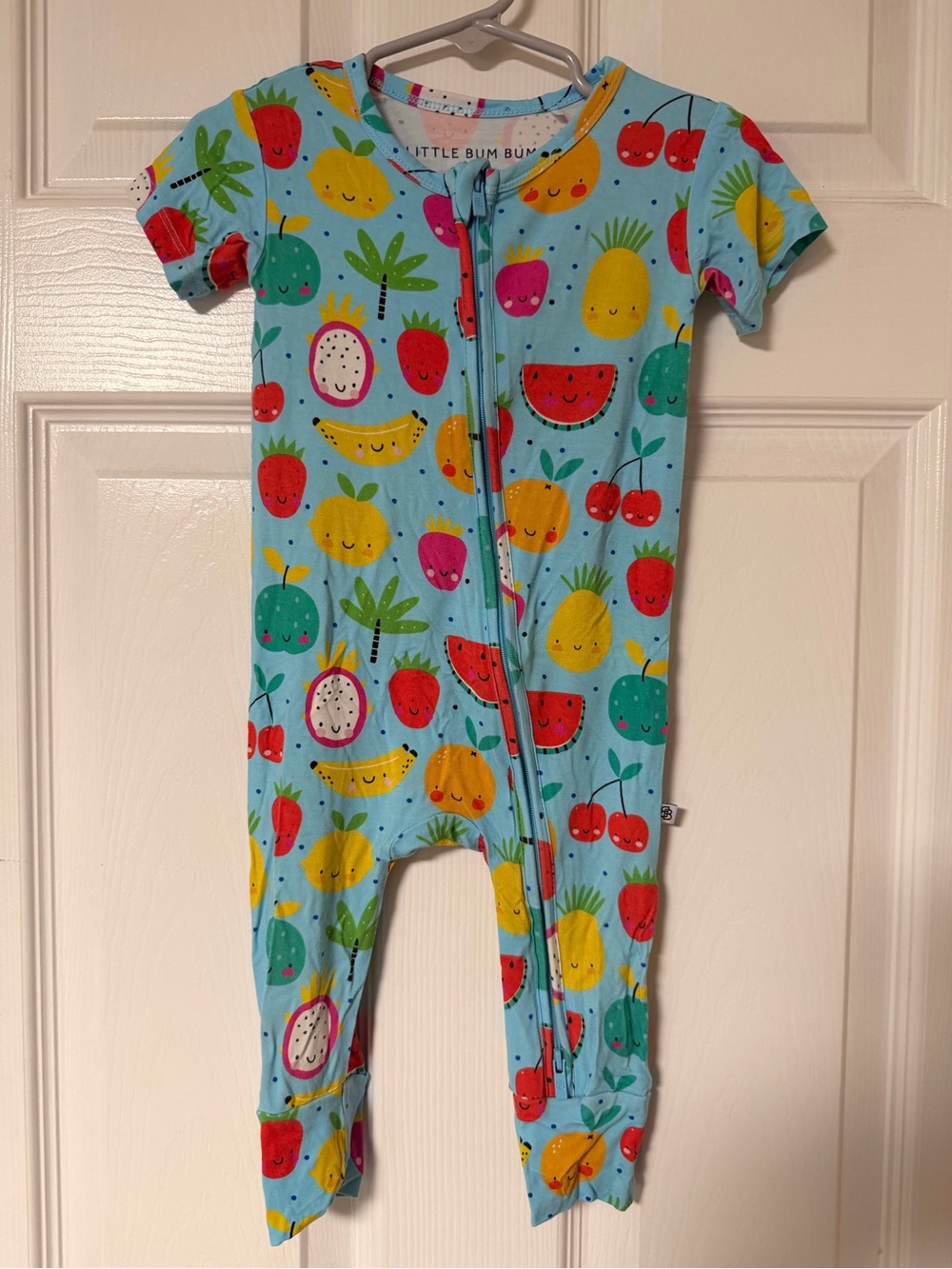 Blue Fruit-Print Kids One-Piece Bamboo Romper
